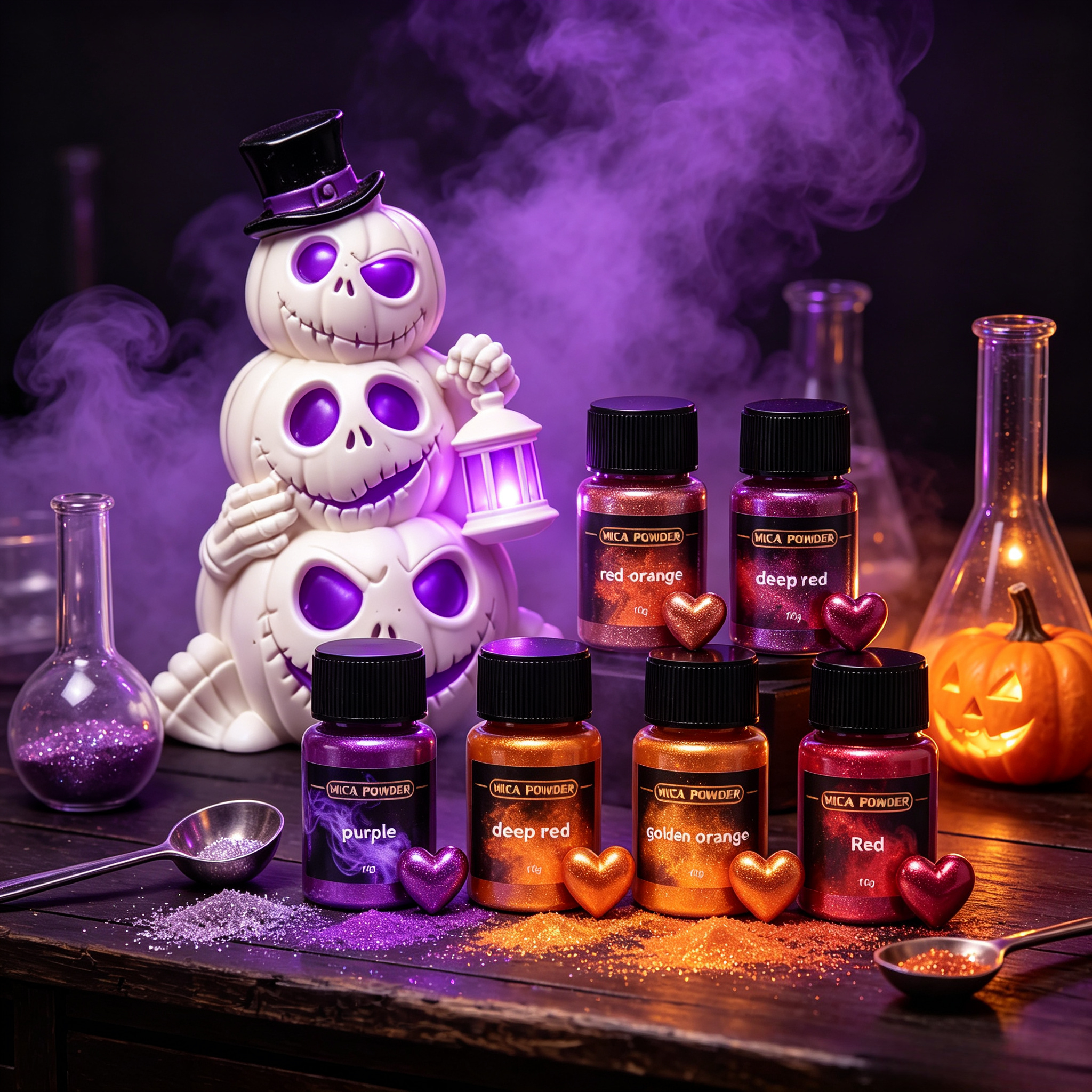 Soap Making Experiment - Halloween Stapel-Kürbis-Totenkopf Silikon-Kerzenform mit Lila Rot