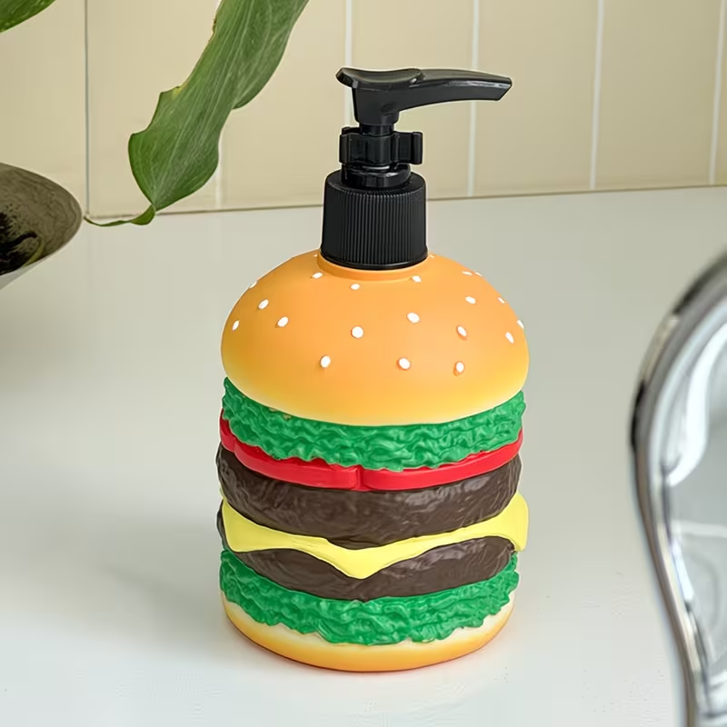Soap Making Jar - Niedliche, hamburgerförmige Seifenflüssigkeitsflasche mit Druckverschluss –