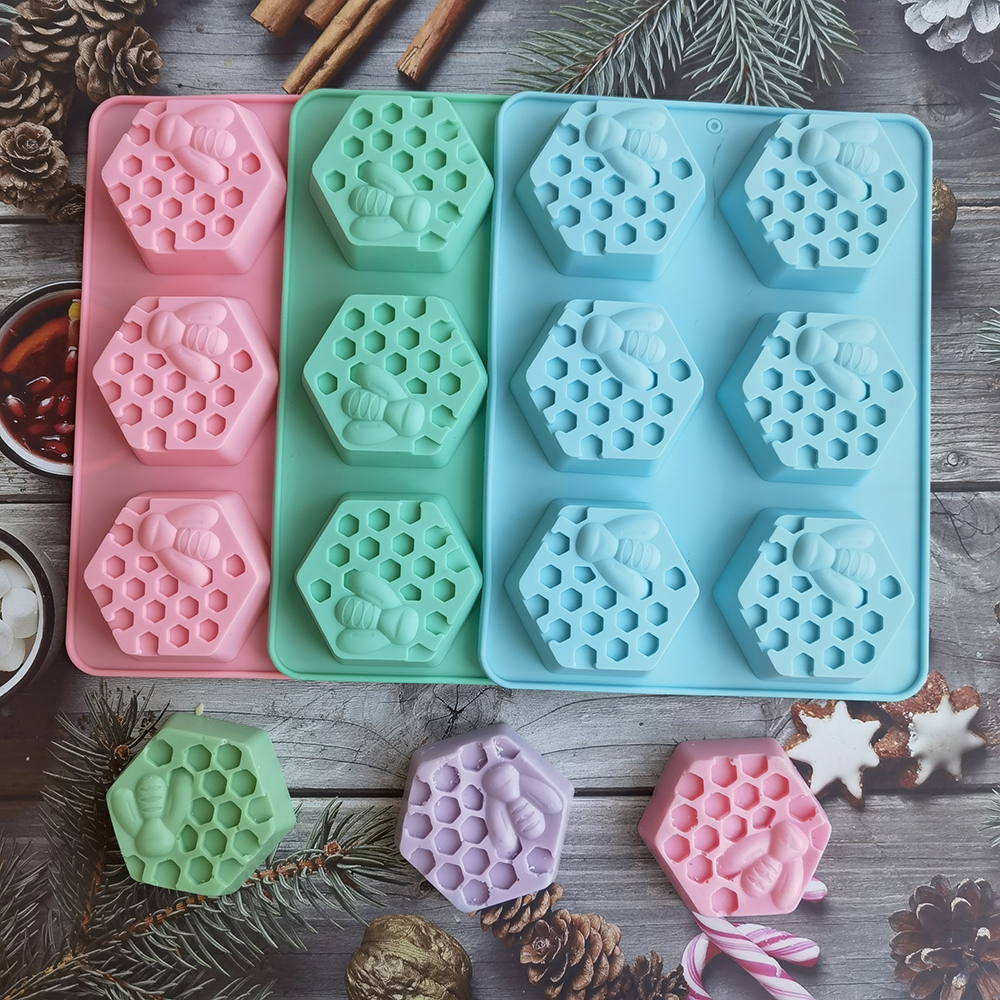 Soap Making Vendors - Sechseckige Silikon-Bienen-Seifenform für handgefertigte DIY-Tonwachsblätter, leicht