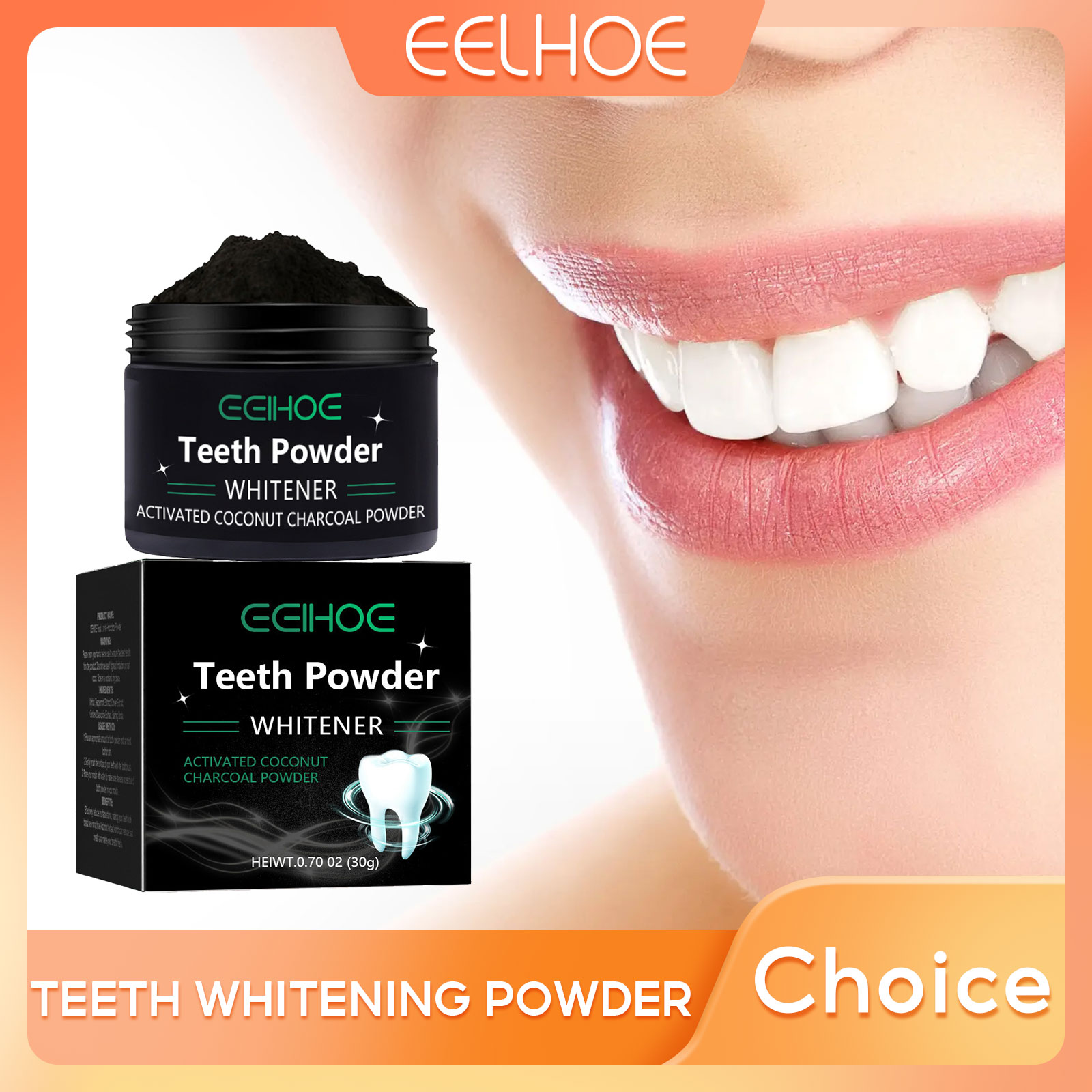 Activated Charcoal Powder - EELHOE Holzkohlepulver für Zahnaufhellungsprodukte, Flecken entfernen,