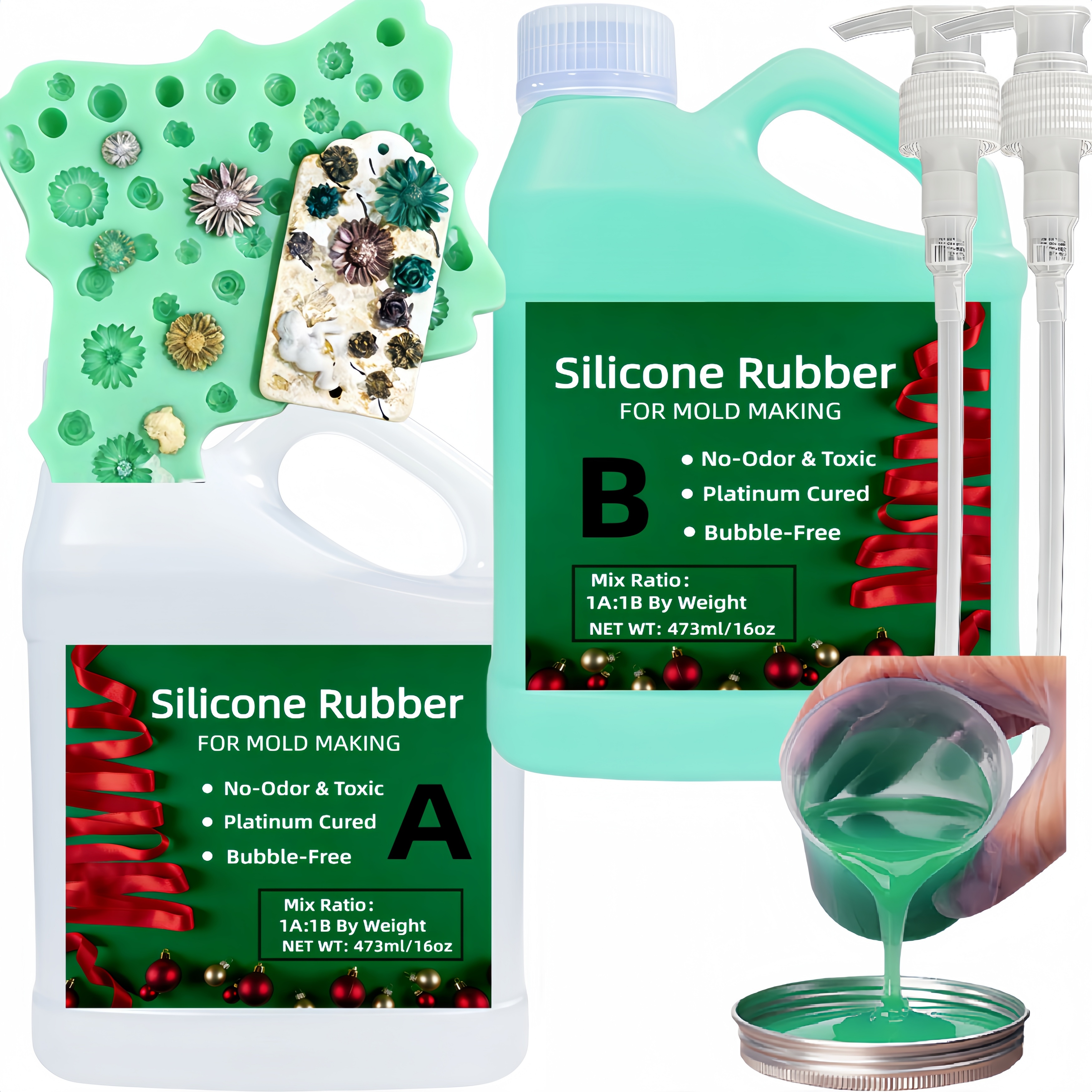 Soap Making Ratios - Platinum Cure Flüssiges Silikon-Formenbau-Set, 1:1 Mischungsverhältnis,