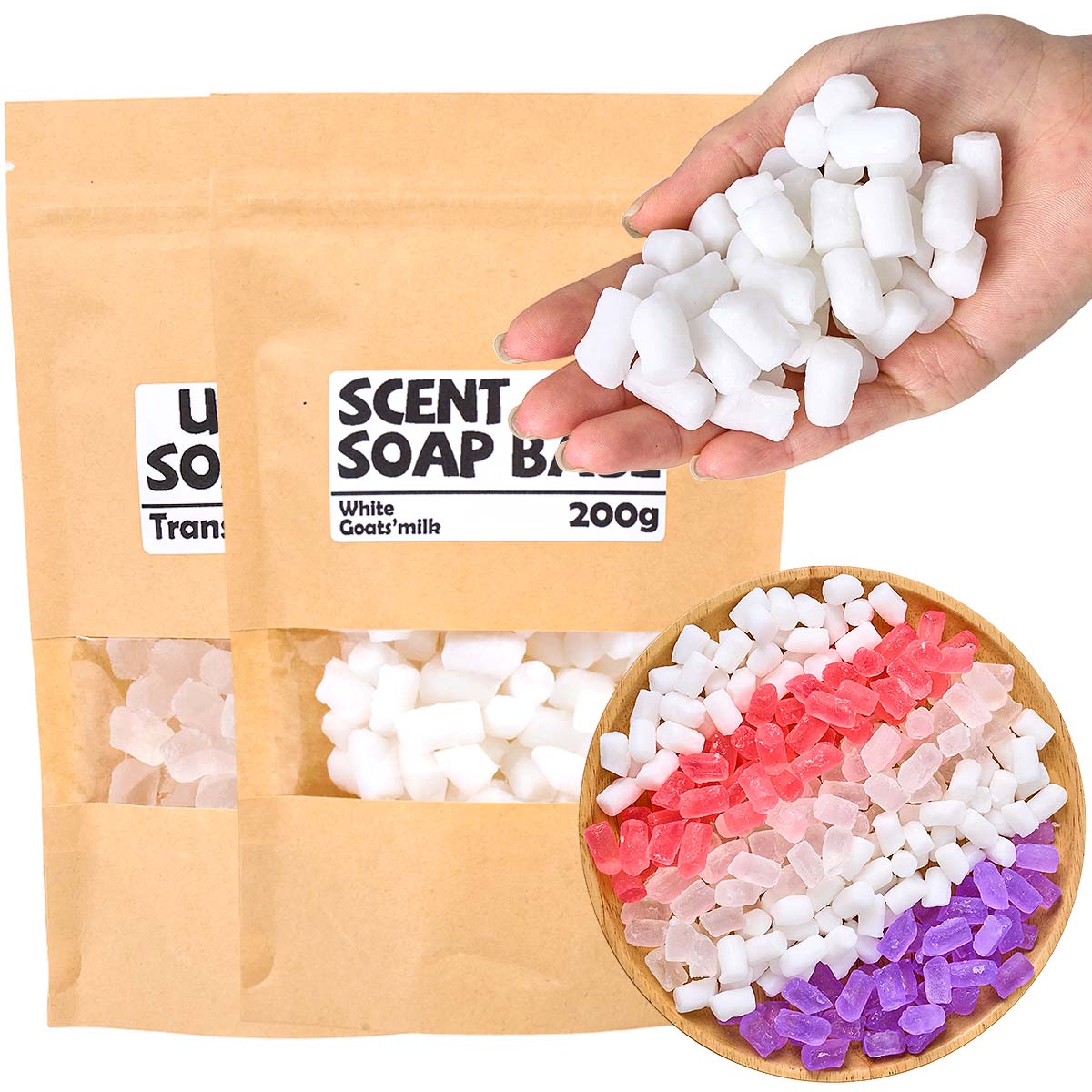 Soap Making Glycerin Base - 200 g farbige Seifenbasis, DIY Aromath-Glycerin-Seifen,