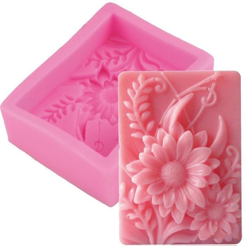 Soap Making Experiment - 1 Stück 3D Quadratische Rosenblüten-Silikonform für