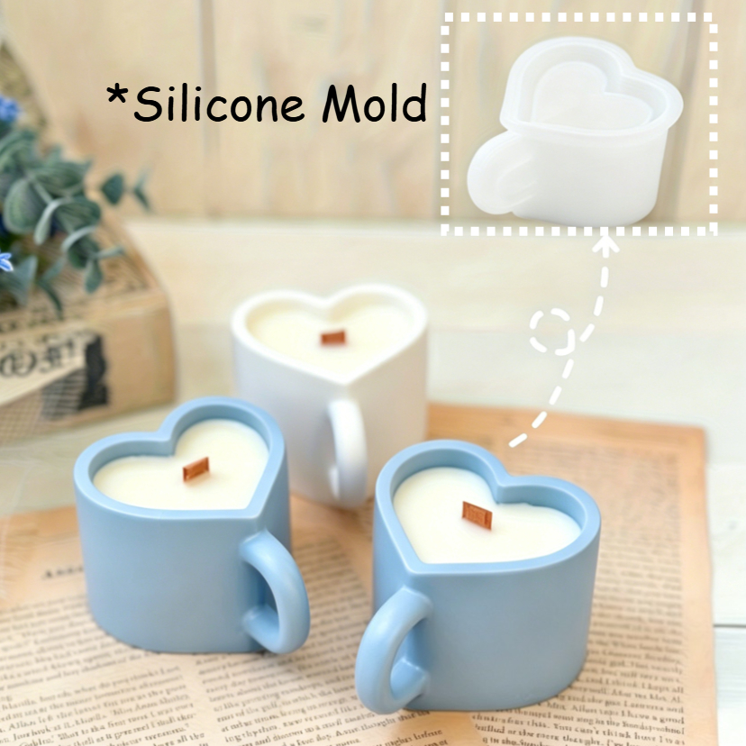 Soap Making Jar - Herzförmige Teetassen-Silikonform, wiederverwendbar, antihaftbeschichtet, für Harz,