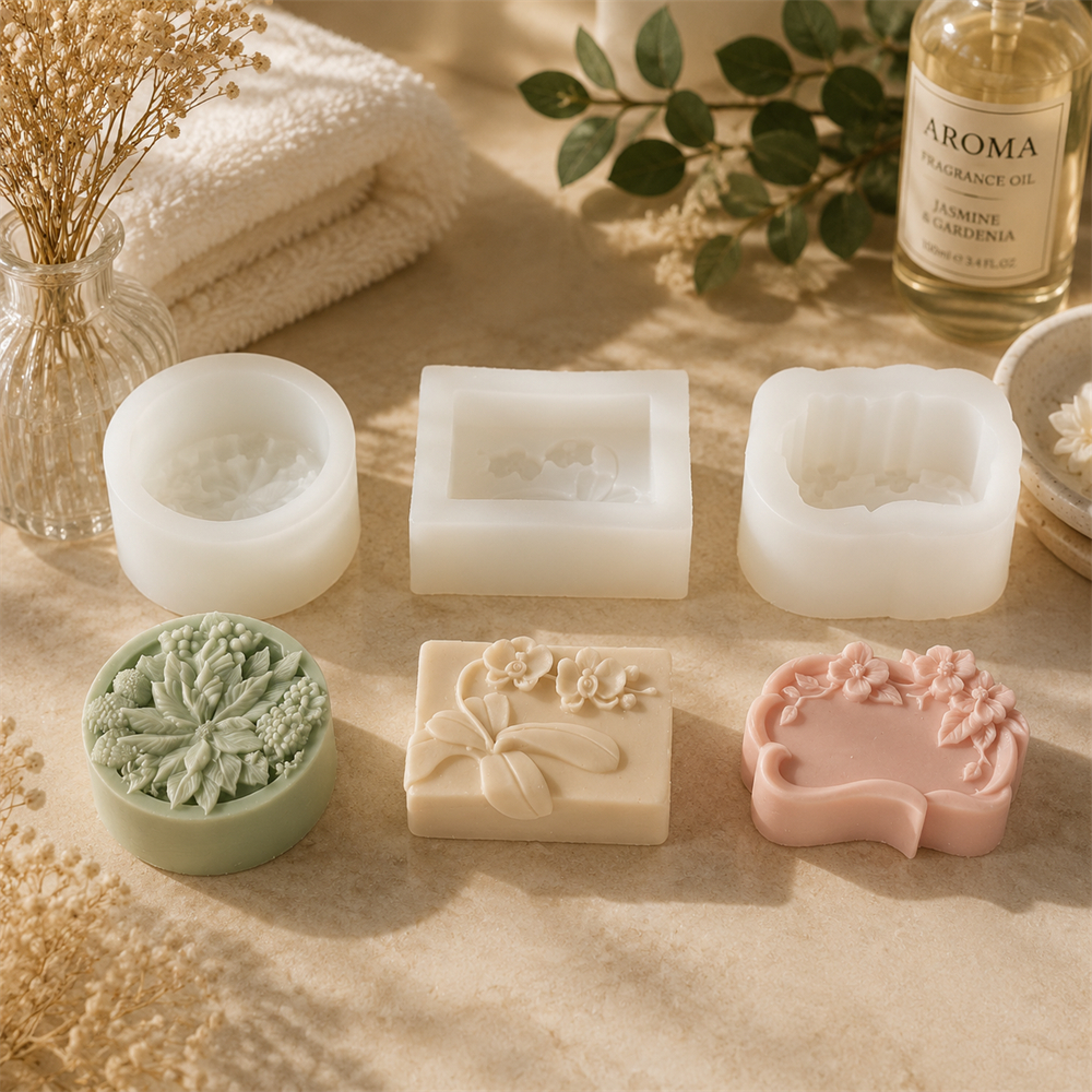 Soap Making Vendors - Blumen-Silikonform für Seife, luxuriöse geprägte Blumenform