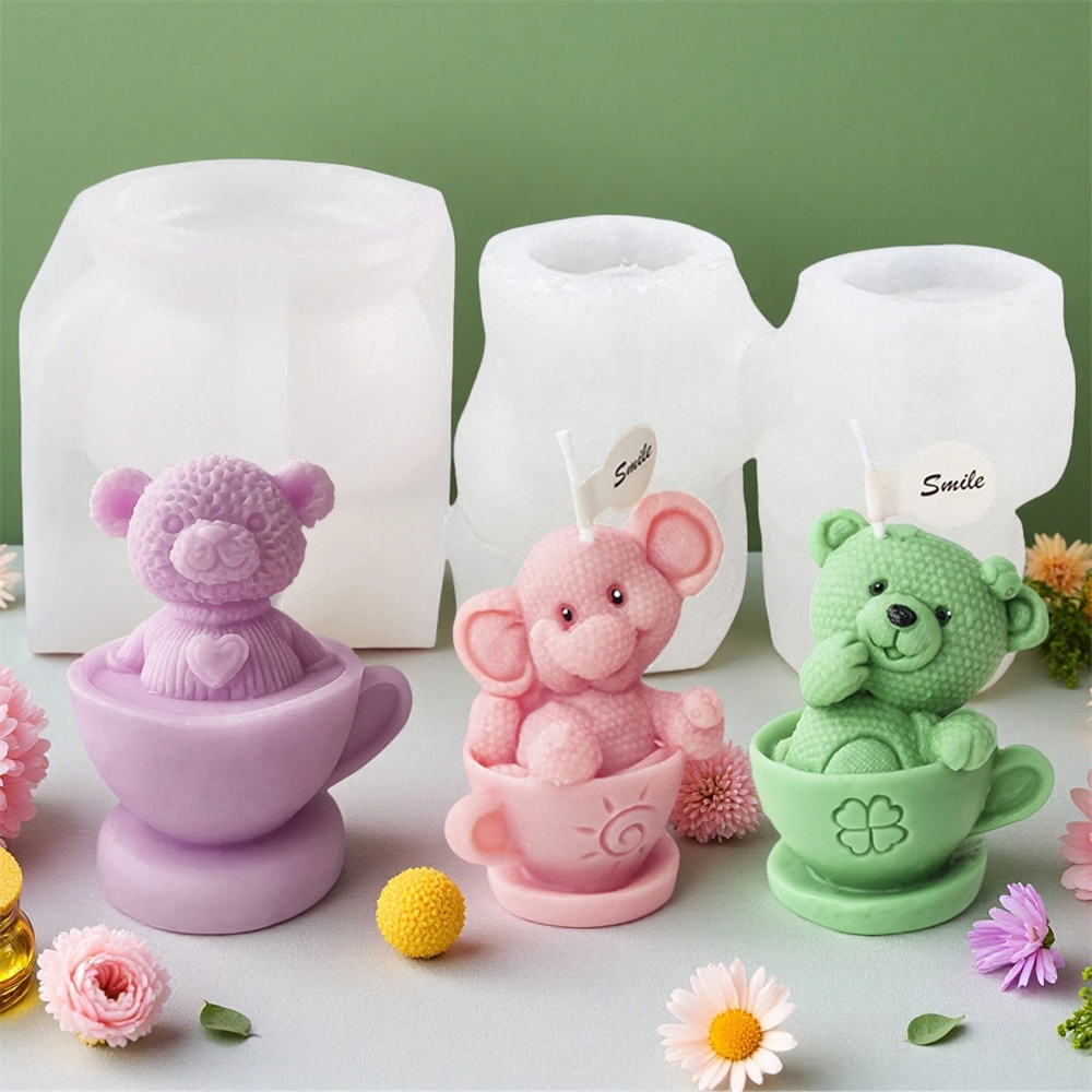 Soap Making Jar - Teddybär in Tasse Silikonform Cartoon Bär