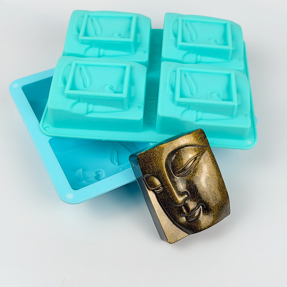 Soap Making Vendors - 4 Löcher Buddha Porträt Seifen form