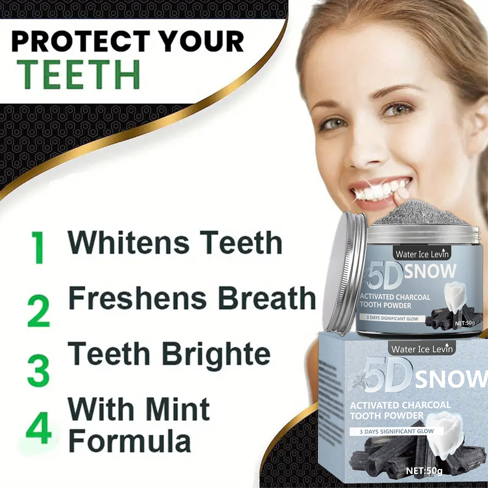Water Ice Levin 5D Snow Aktivk – Activated Charcoal Powder Bewertung und Preis